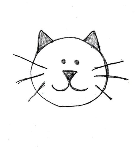 Simple Cat Face Drawing Sketch Coloring Page