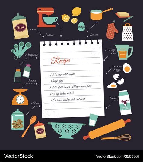 Chalkboard meal recipe template design Royalty Free Vector