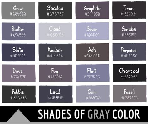 136 Shades of Gray Color With Names, Hex, RGB, CMYK Codes - Color Meanings in 2022 | Shades of ...