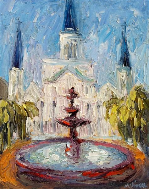 New Orleans Jackson Square Cathedral Fountain Impressionist