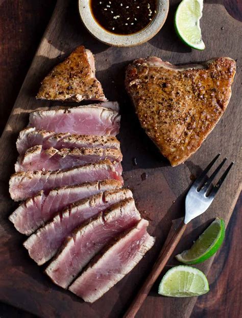 Grilled Ahi Tuna Steak with Soy Dipping Sauce - Vindulge