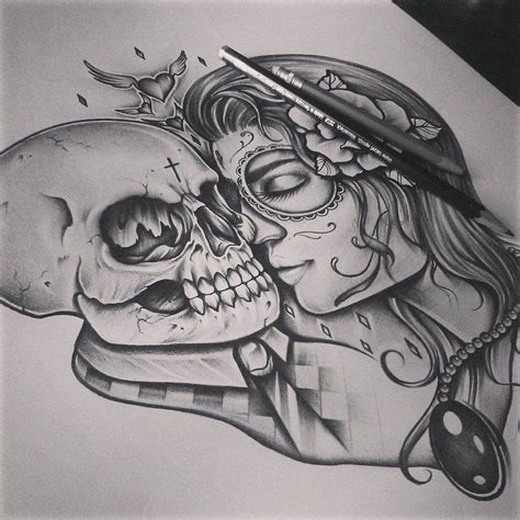 Skull Love | Skull couple tattoo, Sugar skull tattoos, Art tattoo