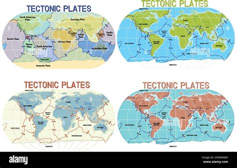 Tectonic plates world map collection illustration Stock Vector Image & Art - Alamy