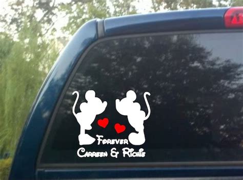 Disney Car Decal Mickey & Minnie Disney WeddingValentines | Etsy