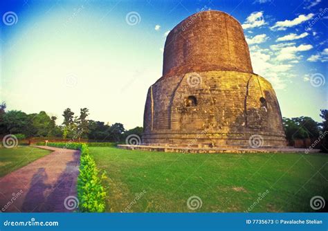 Stupa From Sarnath Buddhist Temple Stock Image - Image of pillar, pilgrimage: 7735673