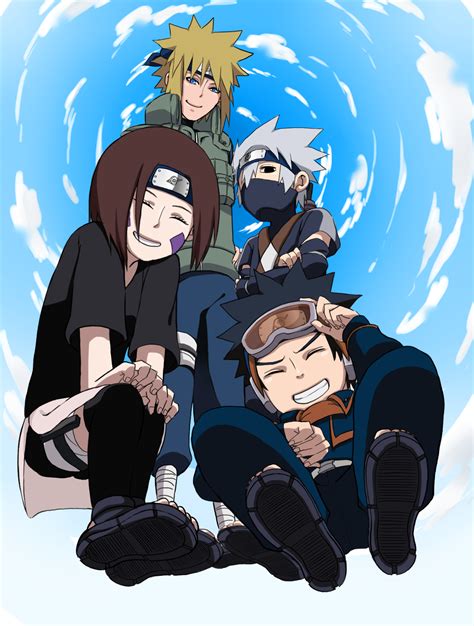 Obito Uchiha, Rin, Minato and Kakashi Hatake - Team Minato Fan Art (37483402) - Fanpop