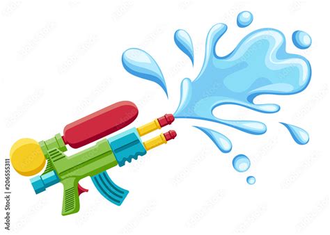 Water Gun Clipart Vector Cartoon Blue Water Gun Illustration Cartoon ...