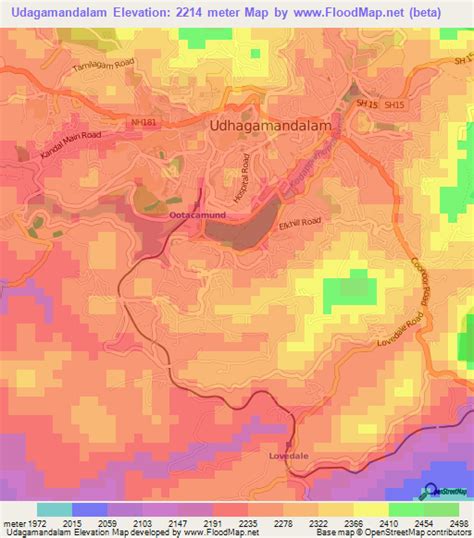 Elevation of Udagamandalam,India Elevation Map, Topography, Contour