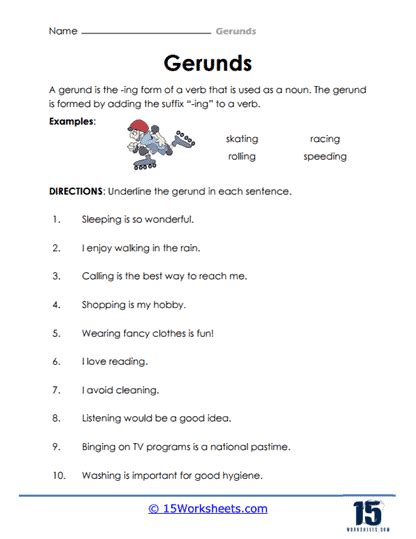 Gerunds Worksheets - 15 Worksheets.com