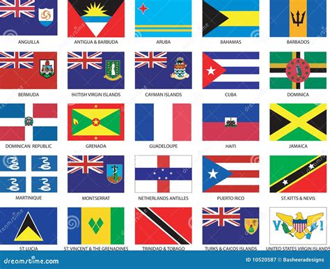 Complete Set Of 25 Caribbean Flags Royalty Free Stock Photography - Image: 10520587