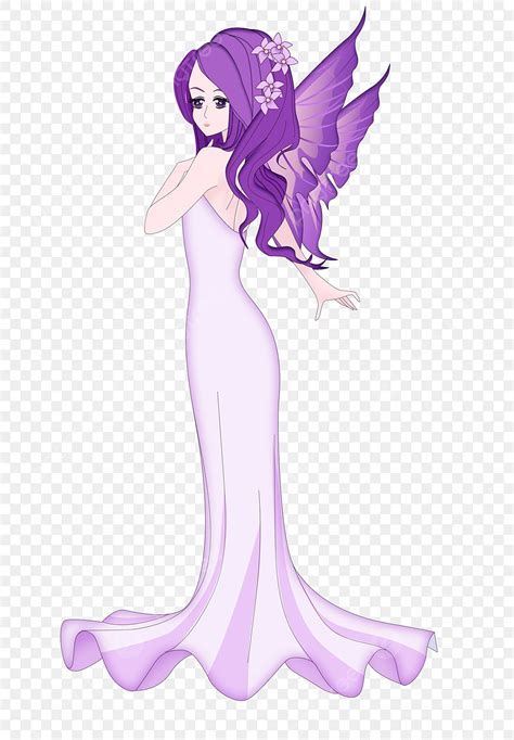 Flower Fairy Purple Fairy Fantasy Creature Cute Anime, Fairy Clipart, Cartoon, Cartoon Anime PNG ...