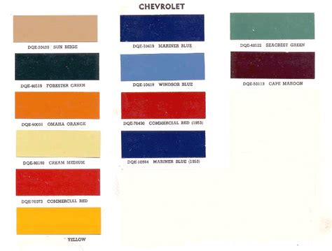 1955 Chevy Truck Color Chart - Ponasa