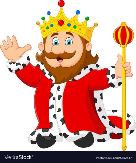 Cartoon king holding a golden scepter Royalty Free Vector