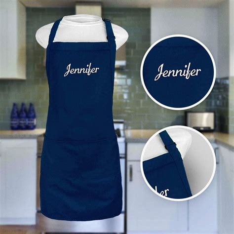 Kaufman -Personalized Apron, Embroidered Name, Cotton Adjustable Bib Apron with Two Front ...