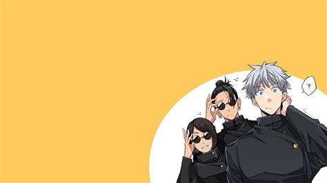 1366x768px | free download | HD wallpaper: Jujutsu Kaisen, anime, sunglasses, white hair, blue ...