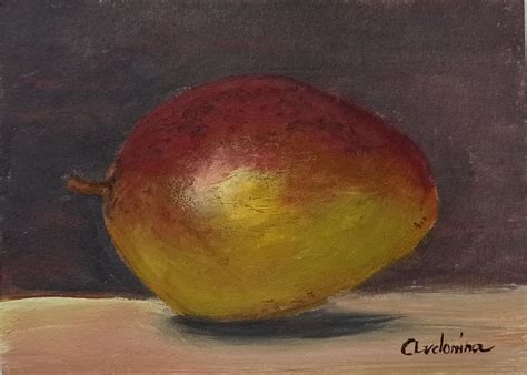 Mango Painting Original Artwork Fruit Wall Art 4x5.5 | Etsy