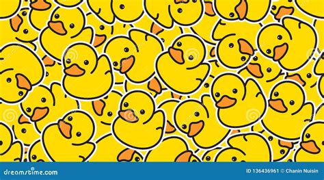 Duck Seamless Pattern Vector Rubber Ducky Isolated Cartoon Illustration Bird Bath Shower Repeat ...