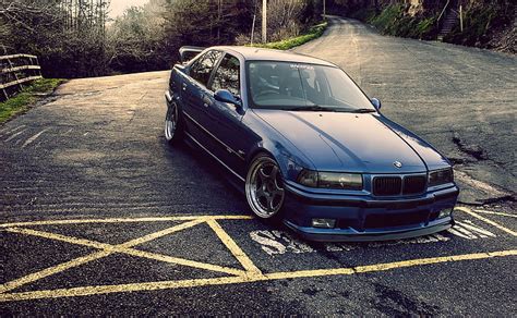 HD wallpaper: BMW E36, tuning, road, dark blue, car | Wallpaper Flare