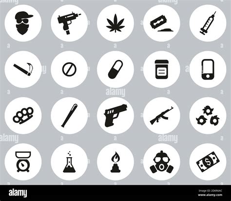 Drug Dealer Or Drug Cartel Icons Black & White Flat Design Circle Set Big Stock Vector Image ...