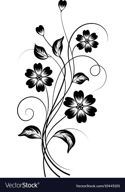 Simple floral background in black and white Vector Image