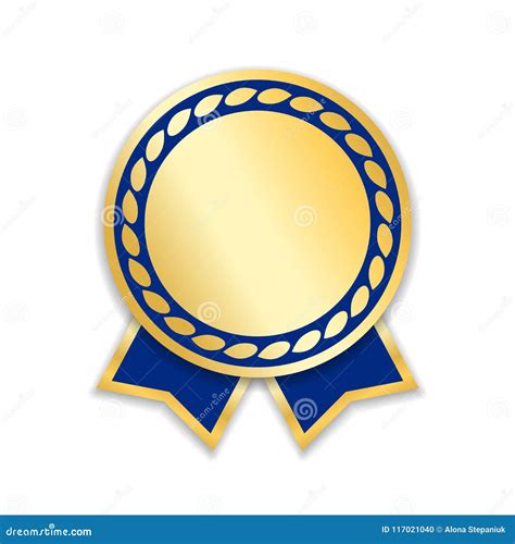 Award Ribbon Isolated. Gold Blue Design Medal, Label, Badge, Certificate Stock Vector ...