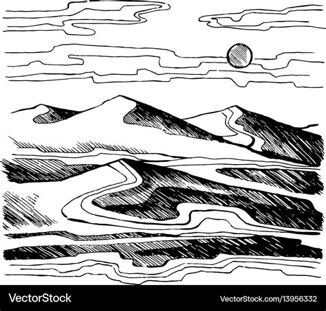 Sand dunes sketch Royalty Free Vector Image - VectorStock