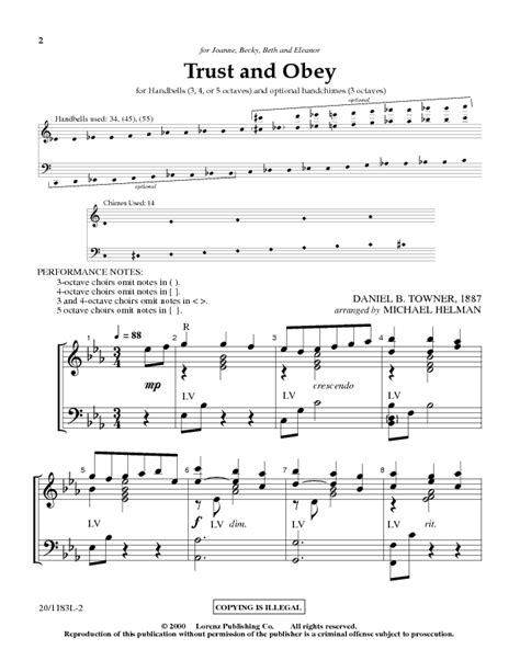 Trust and Obey Sheet Music by Michael Helman (SKU: 20/1183L) - Stanton ...