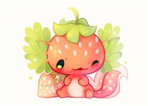 smiles and tears, A little strawberry axolotl! 🍓