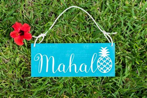 Mahalo Wood Sign Hawaiian Mahalo Painted Wooden Sign