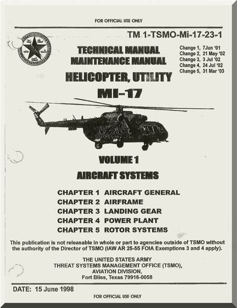 Mil Mi-17 Helicopter Maintenance Manual TM 1-TSMO-Mi-17-23-1 Vol. 1 ( English Language ...