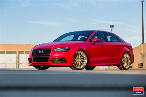 Perfect Combo of Red and Gold: Audi A3 on Custom Wheels — CARiD.com Gallery