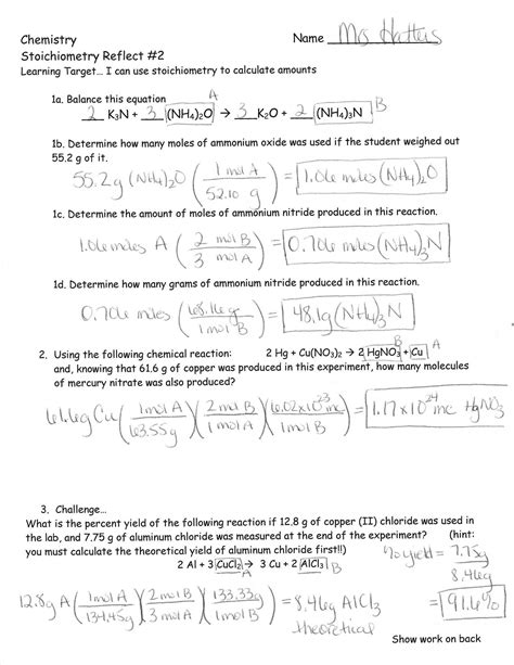 Stoichiometry Worksheets 1 Answers