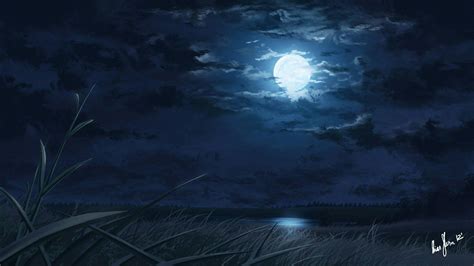 Moon Sky Anime Dark Wallpapers - Wallpaper Cave