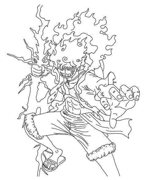 Coloriage One Piece Luffy Gear 5 - télécharger et imprimer gratuit sur ColoriageEnfant.Com