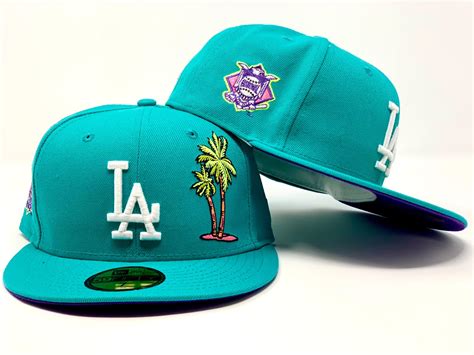 LOS ANGELES DODGERS PALM TREE TEAL PURPLE BRIM NEW ERA FITTED HAT – Sports World 165