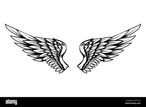 Eagle wings in tattoo style isolated on white background. Design element for poster, t shirt ...