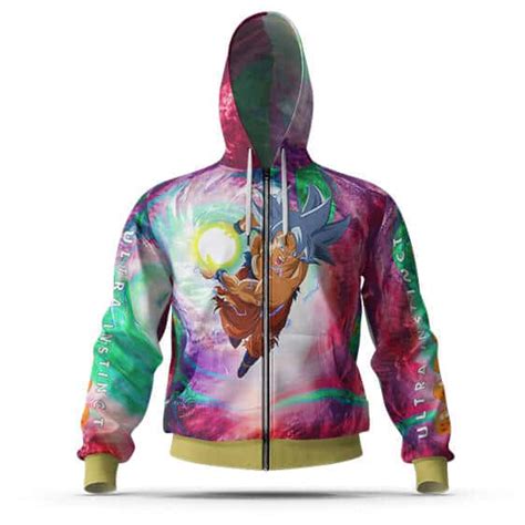 Ultra Instinct Goku Trippy Color Swirl Zip Hoodie