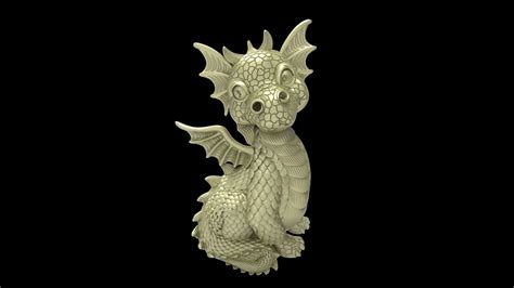 Baby dragon 3d stl models for artcam and aspire 1