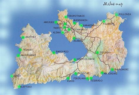 Milos Island map, Greece