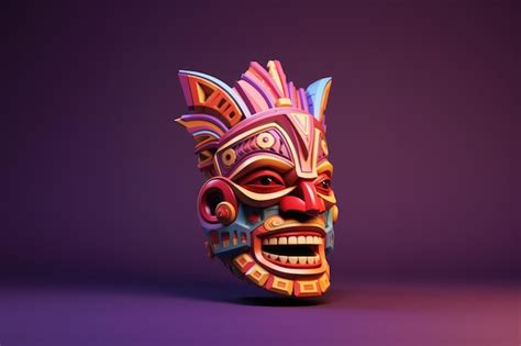 Premium Photo | Colourful tiki mask on purple background created using ...