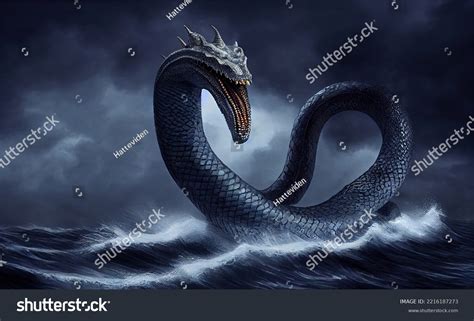 Giant Sea Serpent Creature Folklore Mythology Stock Illustration ...