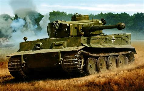 Обои Тигр, Panzerkampfwagen VI, немецкий тяжёлый танк времён Второй мировой войны картинки на ...