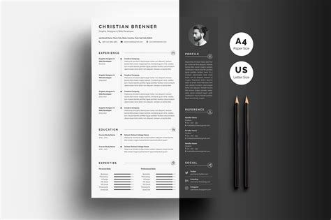 Modern Resume & Cover | Illustrator Templates ~ Creative Market