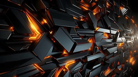 HD 3D Abstract colorful black and gold gaming wallpaper with sharp edges | AI-generated image