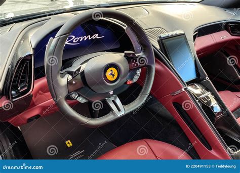 Ferrari Roma Interior editorial stock photo. Image of cars - 220491153