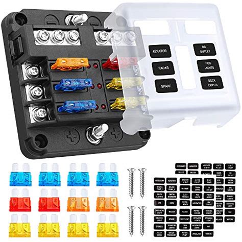 Electop 6 Way Blade Fuse Block Fuse Box Holder, 6 Circuit Car ATO/ATC Fuse Block with LED ...