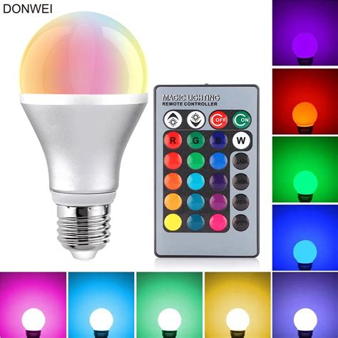 3W E27 RGB LED Light Bulb Spotlight Bulbs With Remote Control For Party Disco DJ Bar Home ...