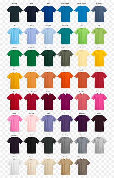 Hanes ComfortWash GDH200 Color Chart • 20 COLORS • Comfortwash Long Sleeve T-Shirt Color Chart ...