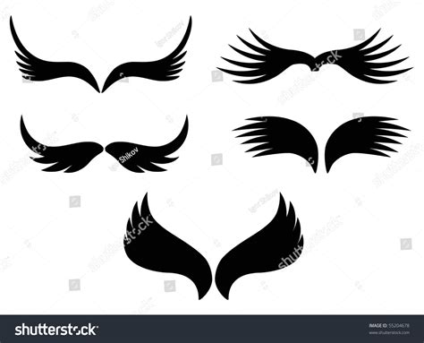 Black Wings Symbol Set Stock Vector 55204678 - Shutterstock