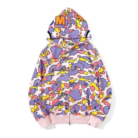 A BATHING APE® | Pink Bape Hoodie Unisex Zip up Sweatshirt | Bapestar